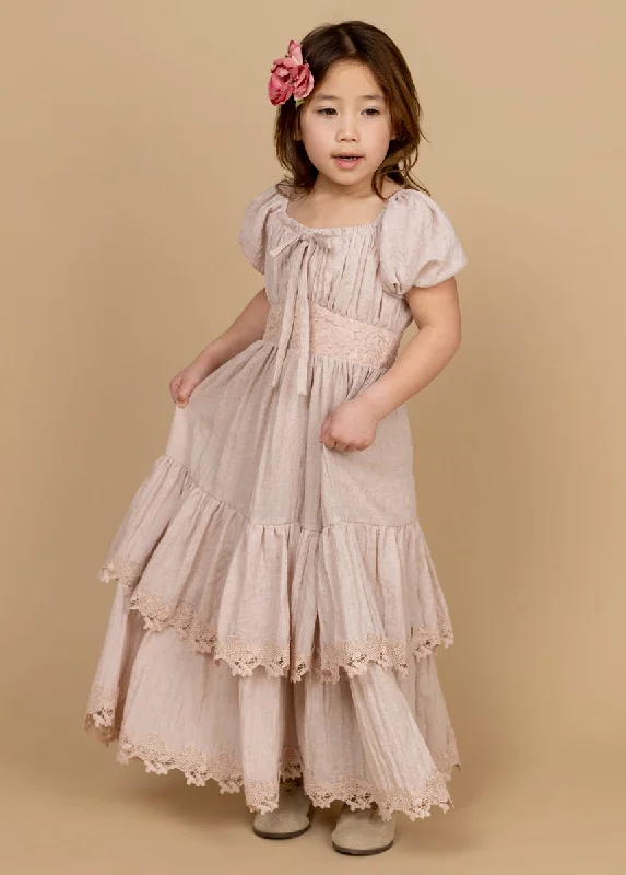 Casidy Dress in Shell Elegant Long Evening