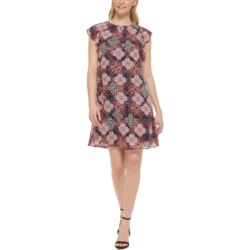 Jessica Howard Womens Petites Floral Ruffle Sleeve Cocktail And Party Dress Tunics Sale discount