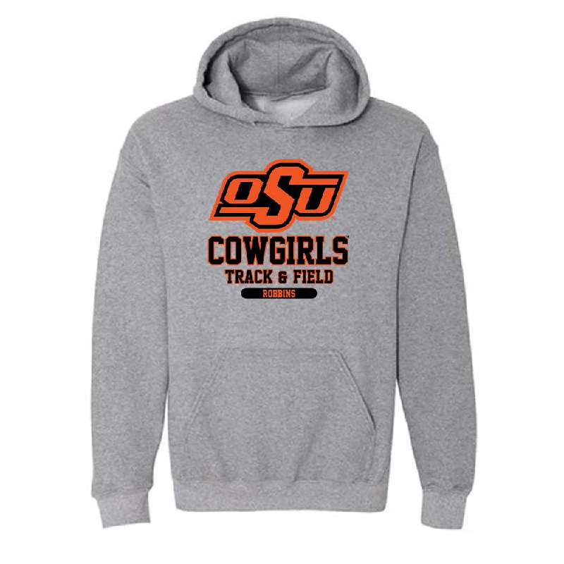 Oklahoma State - NCAA Women's Track & Field : Emma Robbins - Classic Fashion Shersey Hooded Sweatshirt Hoodie with Thumb Holes Functional Cozy
