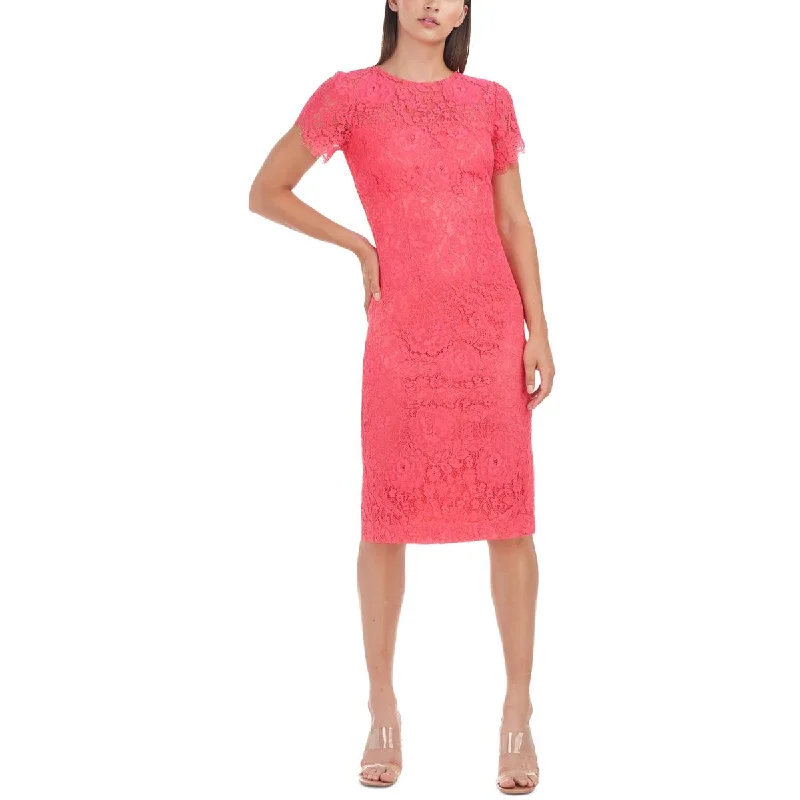 JS Collections Womens Solid Lace Cocktail And Party Dress Off-the-shoulder Bohemian Festive