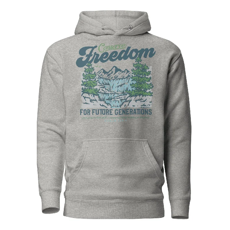 Conserve Freedom for Future Generations Conserve Freedom Hoodie Hoodie with Monochrome Minimalist Simple