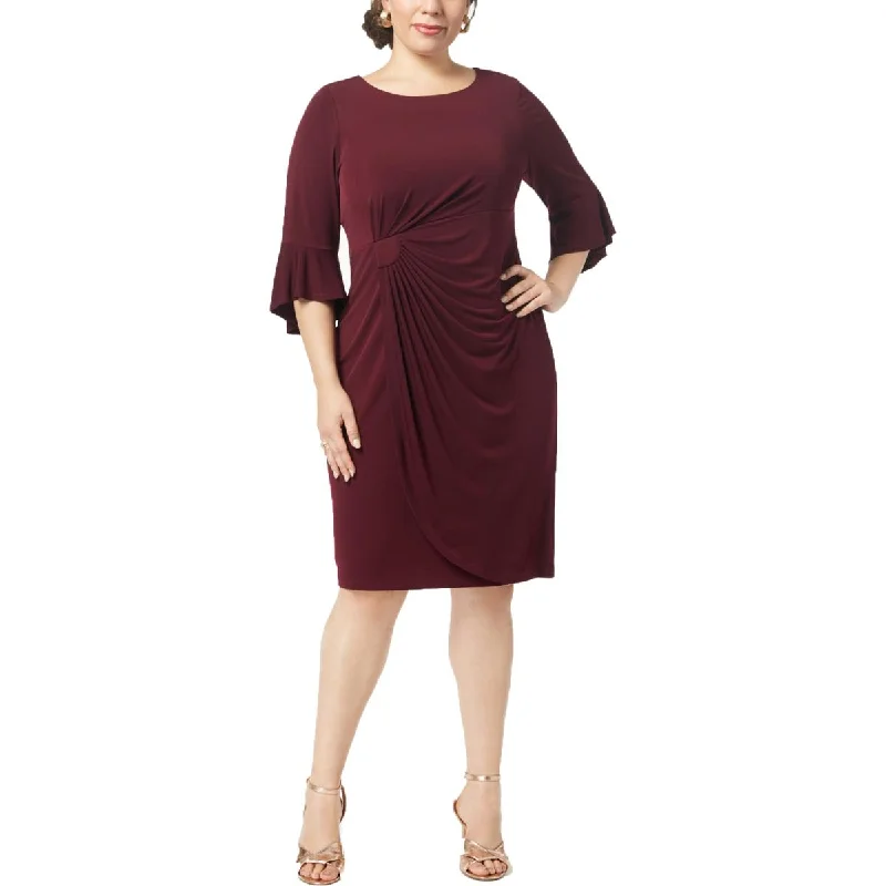 Connected Apparel Womens Plus Drapey Bell Sleeves Cocktail And Party Dress Tunics Spring floral