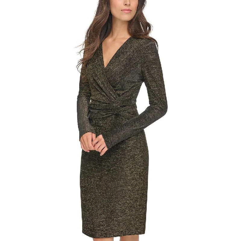 Calvin Klein Womens Knot-Front Velvet Cocktail And Party Dress Tunics Evening elegant