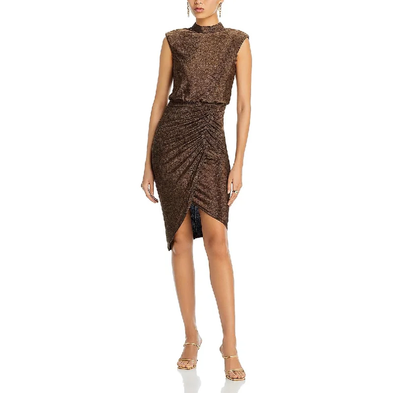 Liv Foster Womens Metallic Ruched Cocktail And Party Dress Tunics Long Elegant