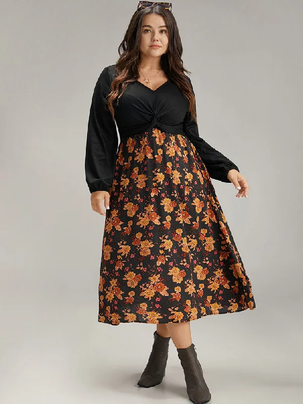 Supersoft Essentials Floral Patchwork Twist Front Dress Tunics Party sparkling