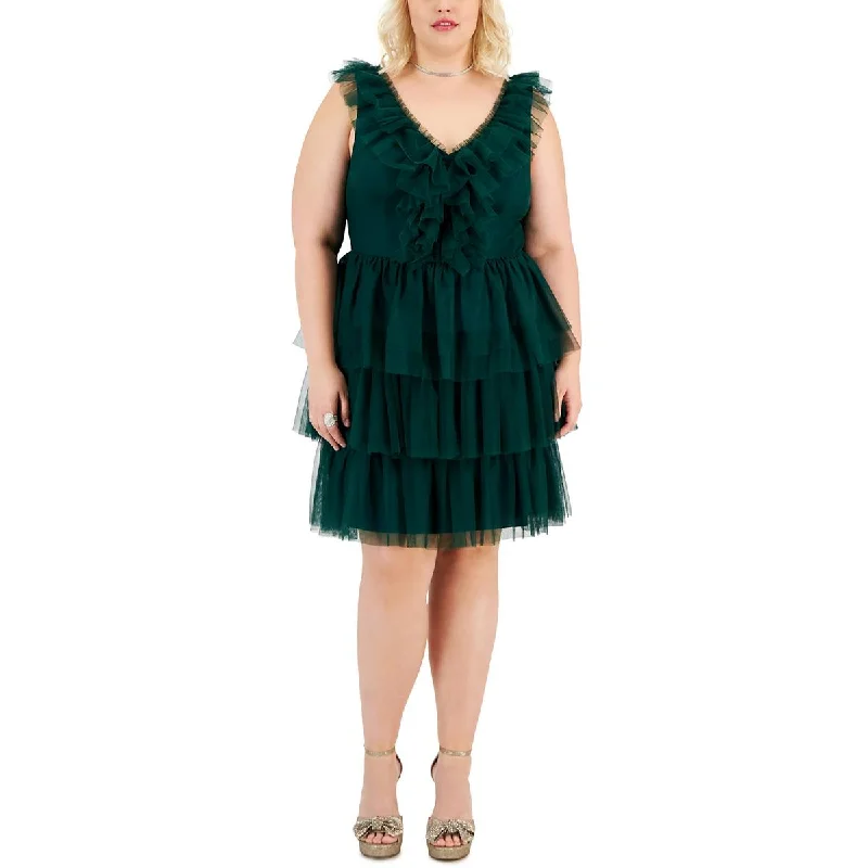 City Studios Womens Plus Tulle Midi Cocktail And Party Dress Tunics Travel practical