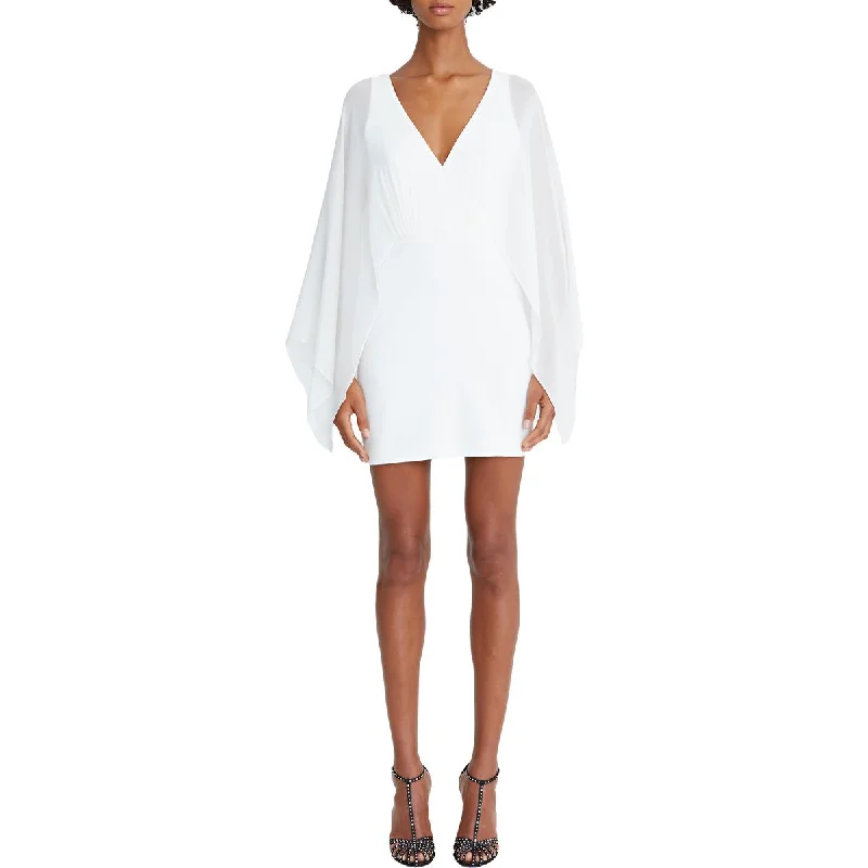 Halston Womens Rylee Crepe Mini Cocktail and Party Dress Tunics Wedding white