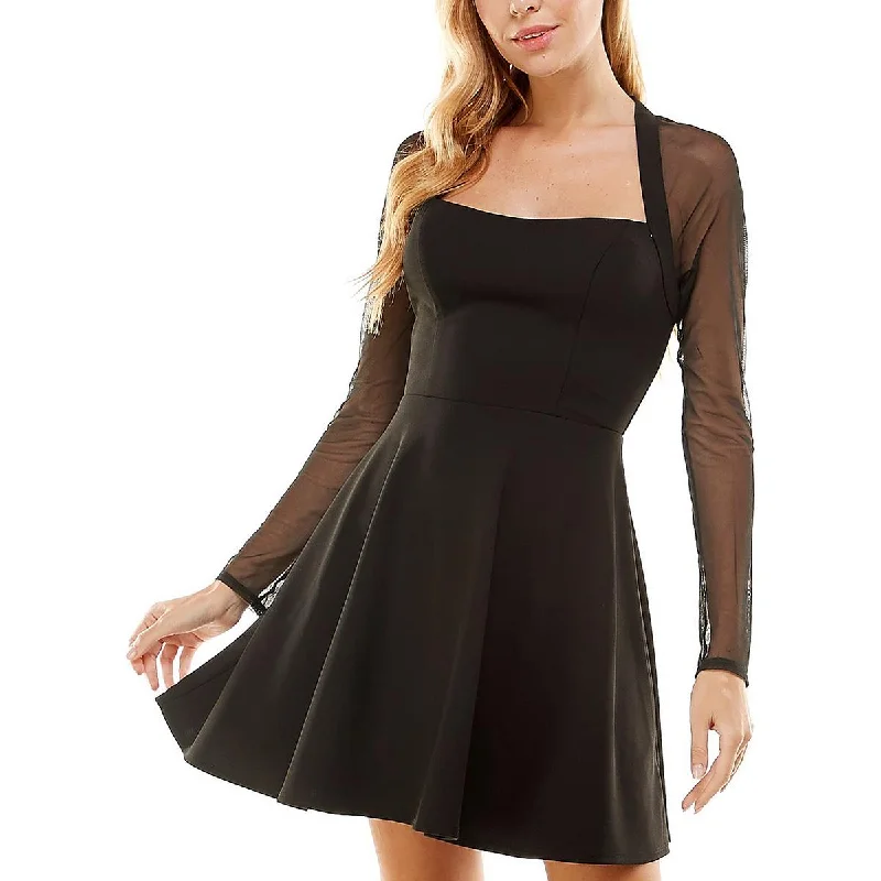 City Studio Womens Juniors Panel Mini Cocktail and Party Dress Satin Halter Glamorous