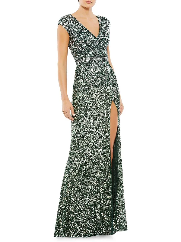 Womens Sequined Maxi Evening Dress Tunics Running lightweight