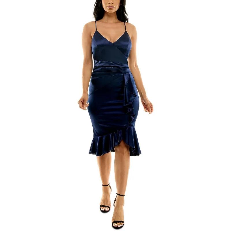 Emerald Sundae Womens Juniors Midi Surplice Cocktail And Party Dress Tunics Designer luxury