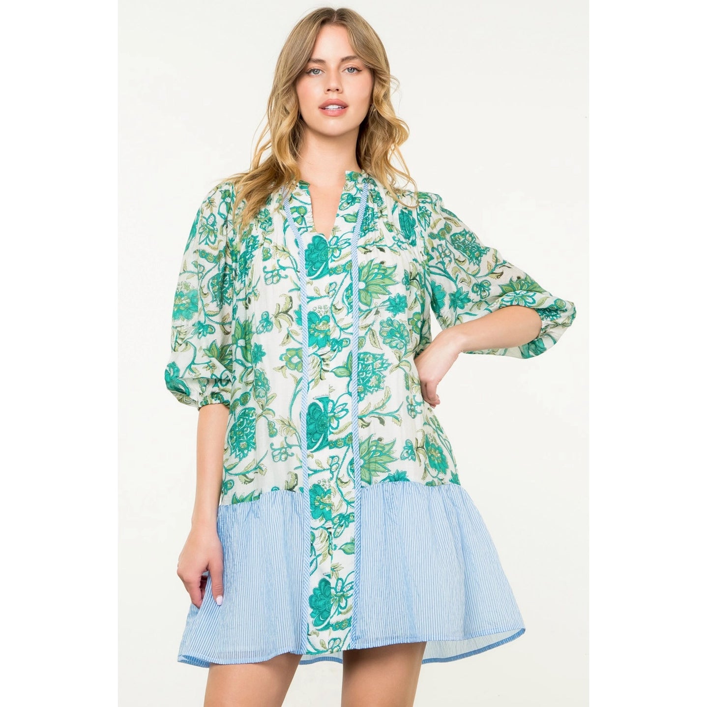 SHORT SLEEVE FLORAL DRESS Tunics Canvas sturdy