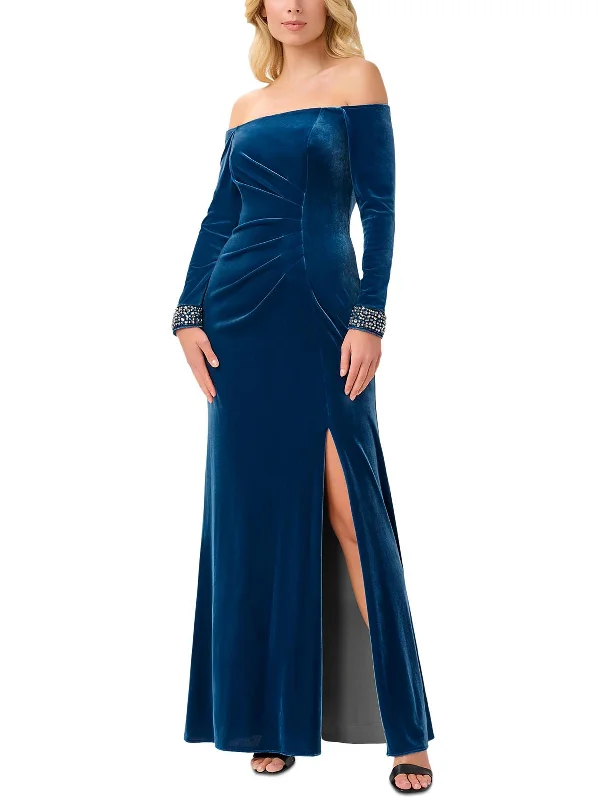 Womens Velvet Embellished Evening Dress Tunics Denim casual