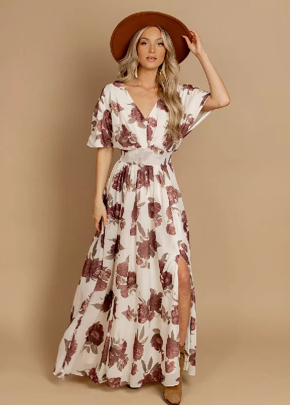 Maya Dress in Large Cream Floral Shift Classic Vintage