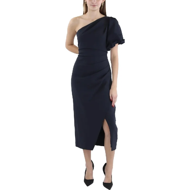 Lauren Ralph Lauren Womens One Shoulder Midi Cocktail And Party Dress Tunics Chic fashionable