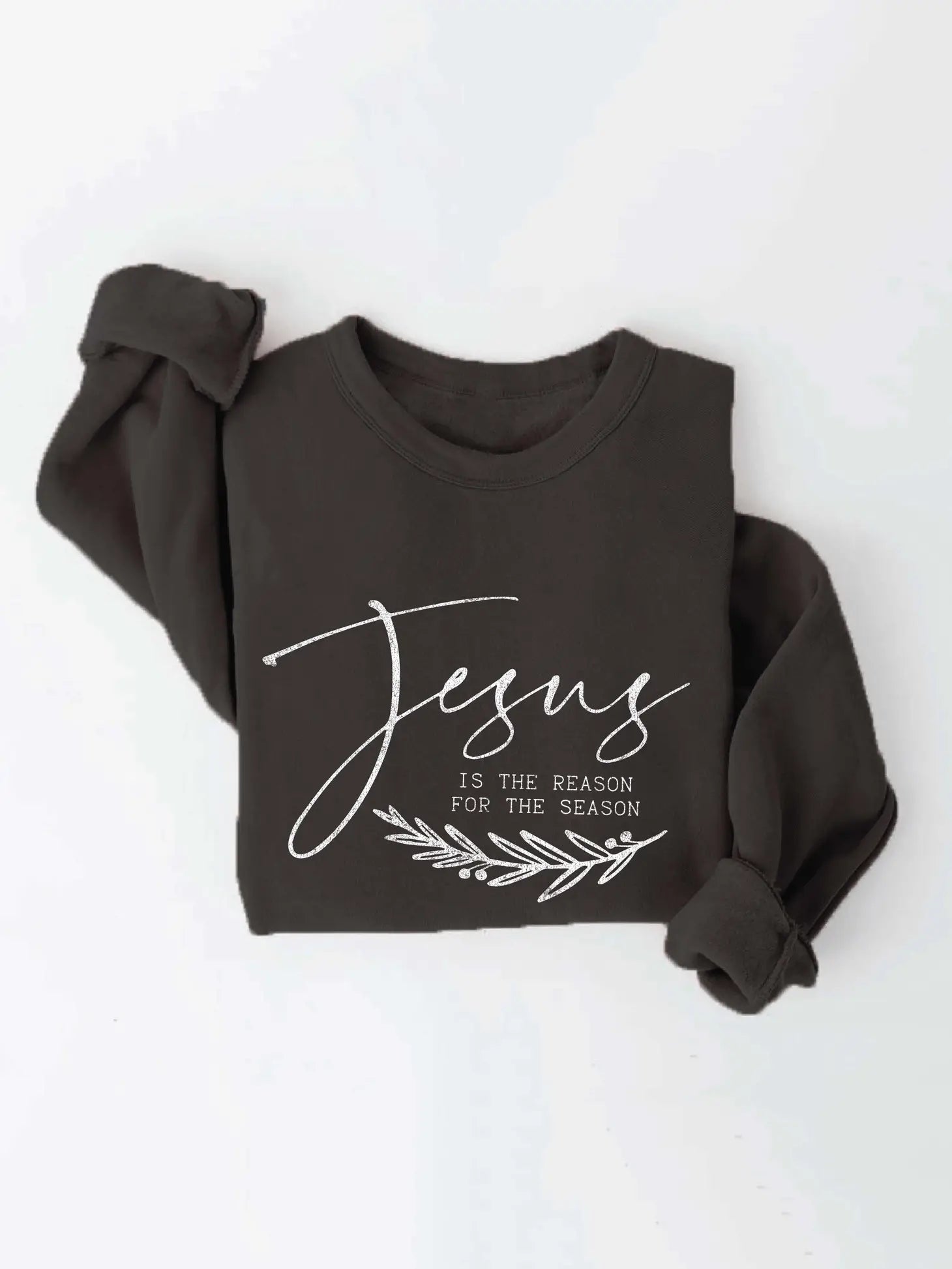 JESUS IS THE REASON FOR THE SEASON Sweatshirt Hoodie with Hem Ribbing Snug Secure