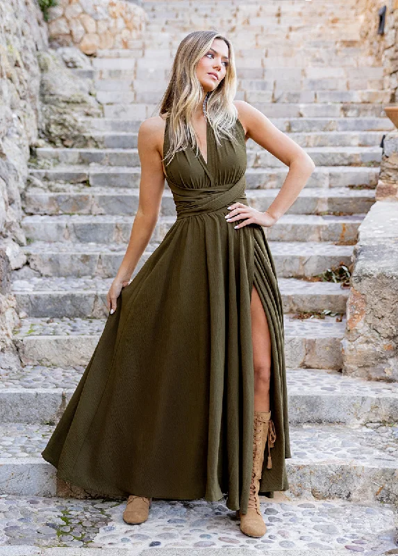 Juneau Dress in Oregano Crew Neckline Casual