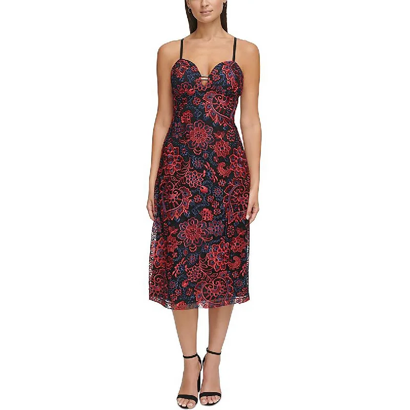 Guess Womens Embroidered Midi Cocktail And Party Dress Tunics Polka dots