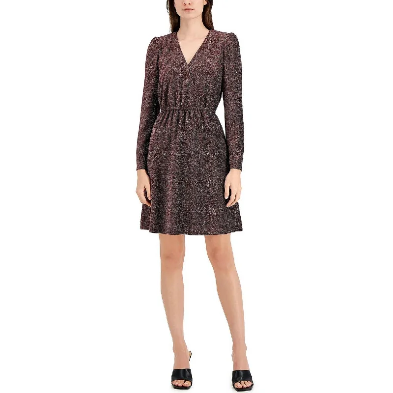 INC Womens Metallic Long Sleeves Cocktail and Party Dress Tunics Winter warm