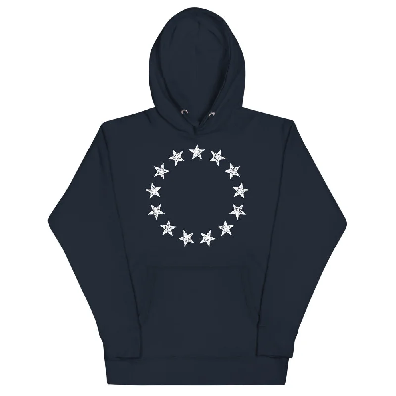 13 Stars Vintage Betsy Ross Revolution Unisex Hoodie Hoodie with Cuffed Sleeves Snug Secure