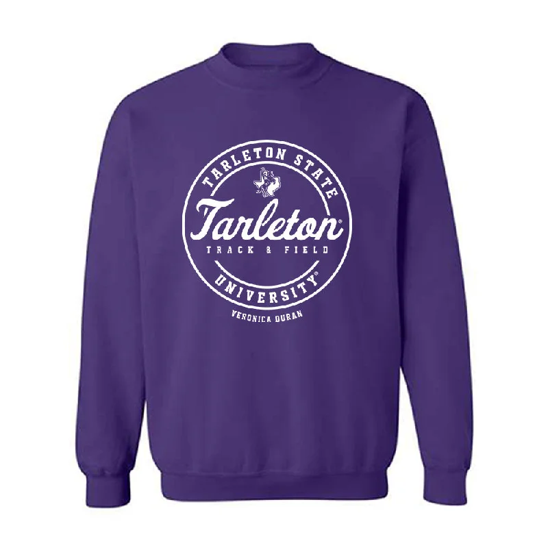 Tarleton State - NCAA Women's Track & Field : Veronica Duran - Classic Fashion Shersey Crewneck Sweatshirt Hoodie with Magnetic Closure Innovative Modern