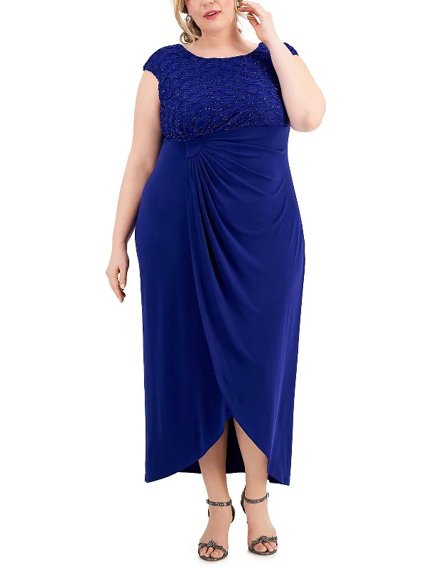 Plus Womens Knit Glitter Evening Dress Tunics Velvet soft