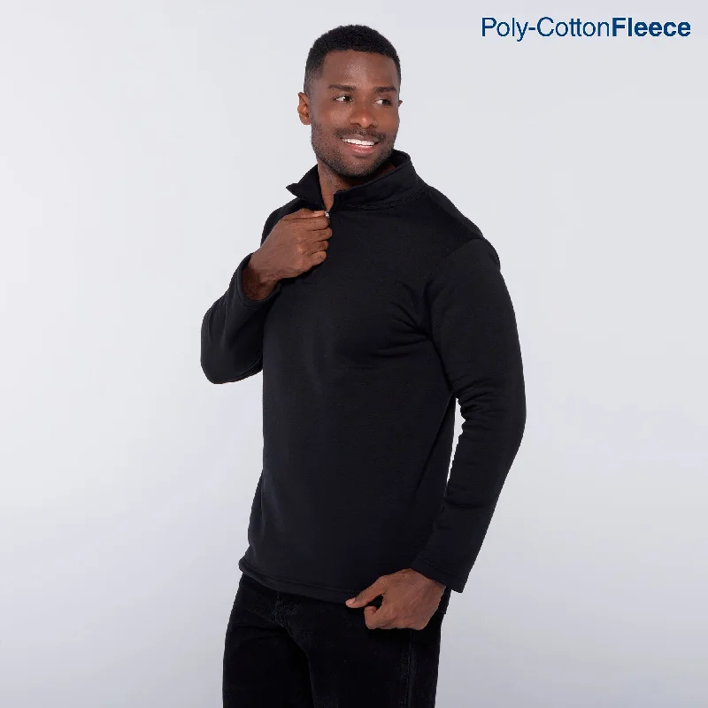 Adult’s Unisex 1/4 Zip Crew Neck Sweatshirt (Black) Hoodie with Hem Detail Decorative Unique