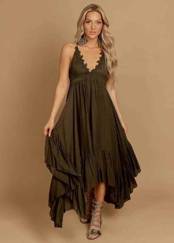 Poesy Dress in Burnt Olive Pencil Office Professional