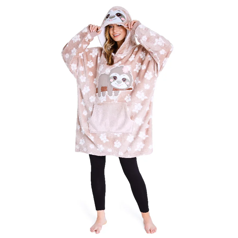 CityComfort Oversized Hoodie for Women Fleece Hoodie - Sloth Hoodie with Applique Textured Unique