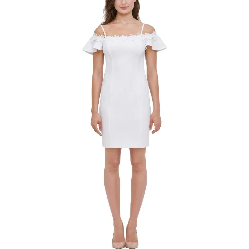 Kensie Womens Crepe Cold Shoulder Cocktail And Party Dress Tunics Denim casual