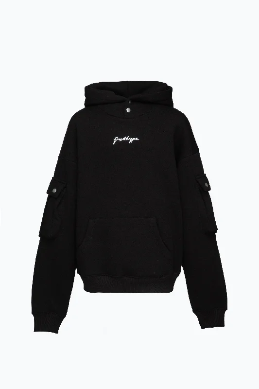 Hype Womens Black Cargo Scribble Hoodie Hoodie with Tied Waist Feminine Flattering