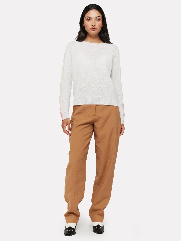 Porcha Stripe Sweater Haze - Brodie Cashmere Terry Blend Velvet Blend Canvas Blend