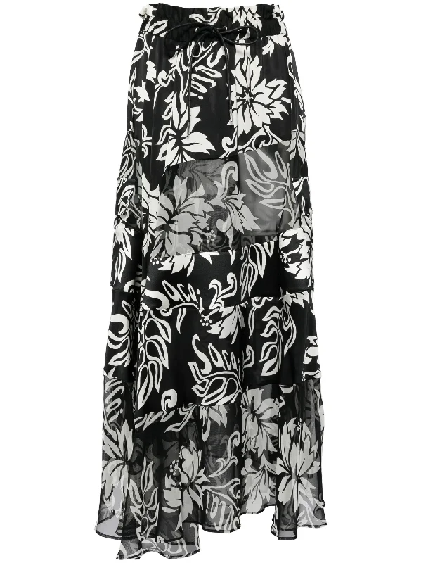 FLORAL-PRINT PLEATED MIDI SKIRT corduroy skirt textured