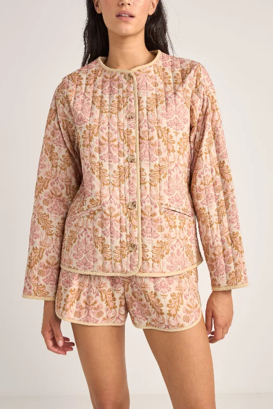 Jane Paisley Quilted Jacket Rose Fleece Jacket Down Jacket Parka
