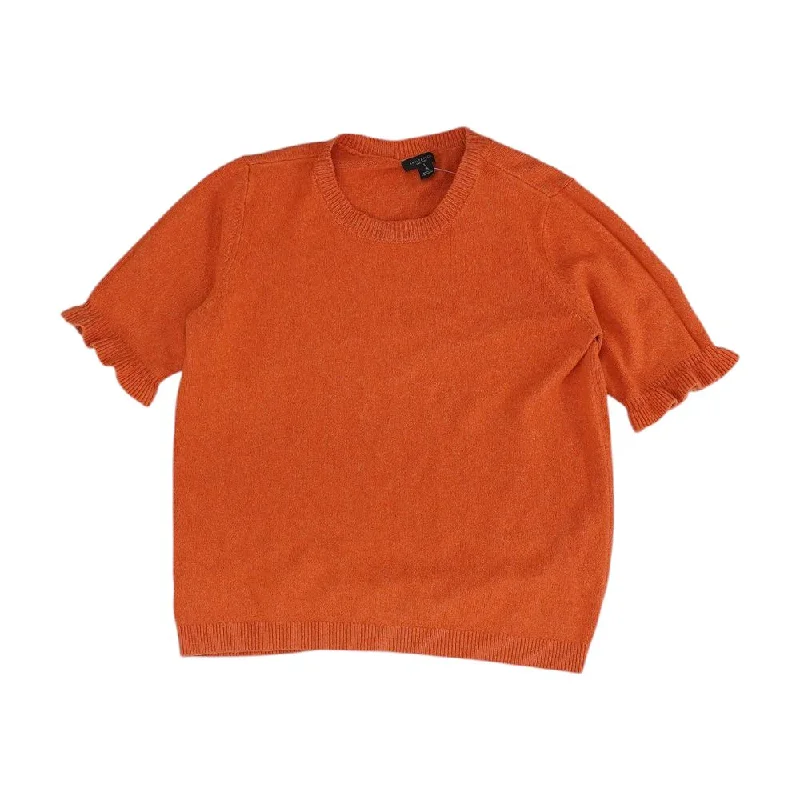 Orange Solid Sweater Fleece Sweater Nylon Polyester