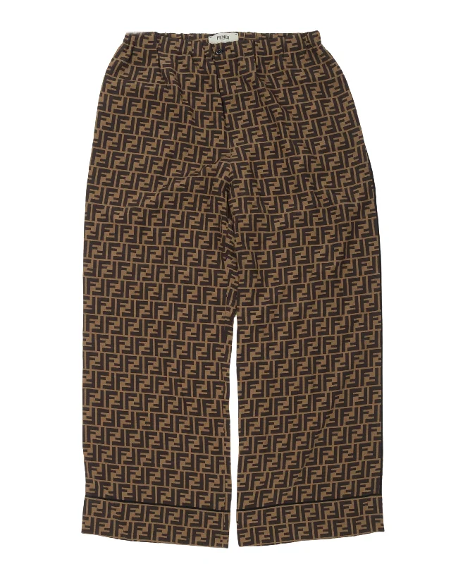 Monogram Silk Pajama Pants Slim-Fit Leggings