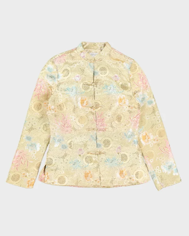 Gold Brocade Cheongsam Jacket - S Mesh Jacket Canvas Jacket Denim Jacket