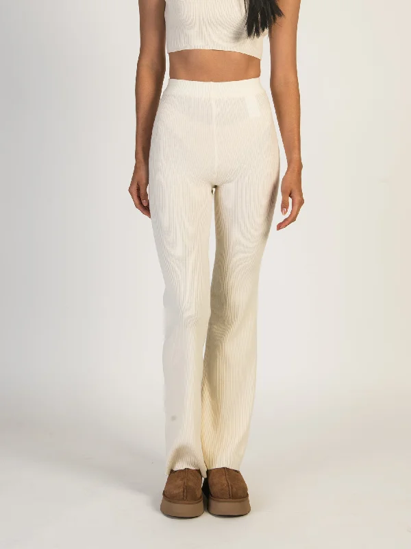 HARLOW HOLLY RIBBED PANT - CREAM High-Waist Yoga Pants
