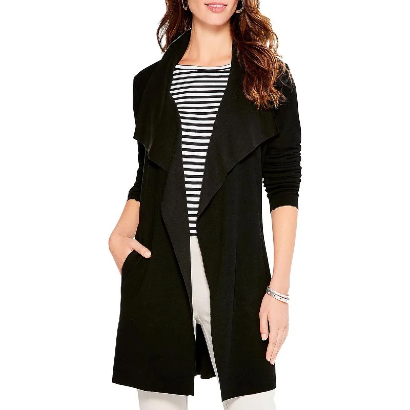Nic + Zoe Womens Drapey  Duster Sweater Transparent Opaque Sheer