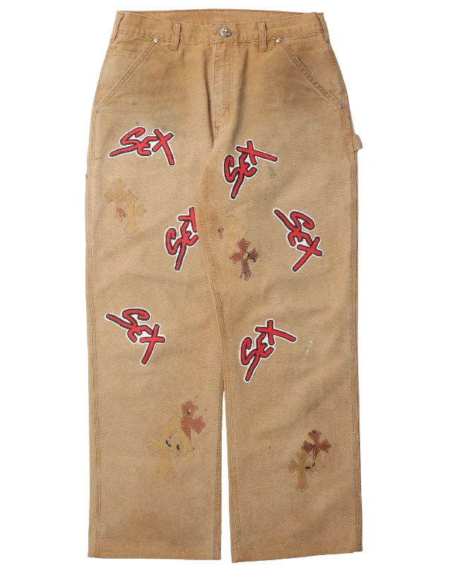 Sex Records Leather Patch Pants Sleek Black Pants