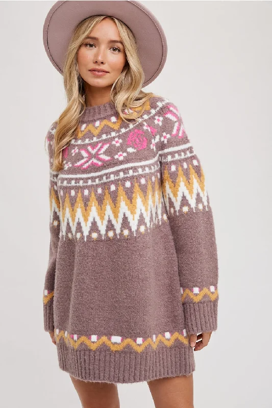 Ready to Ship Fair Isle Sweater Dress Hooded Sweater Collared Sweater Shawl Collar