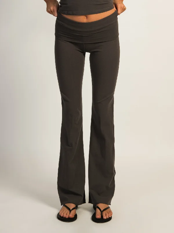 HARLOW GIA FOLDOVER PANT - CHARCOAL Relaxed High-Waist Trousers