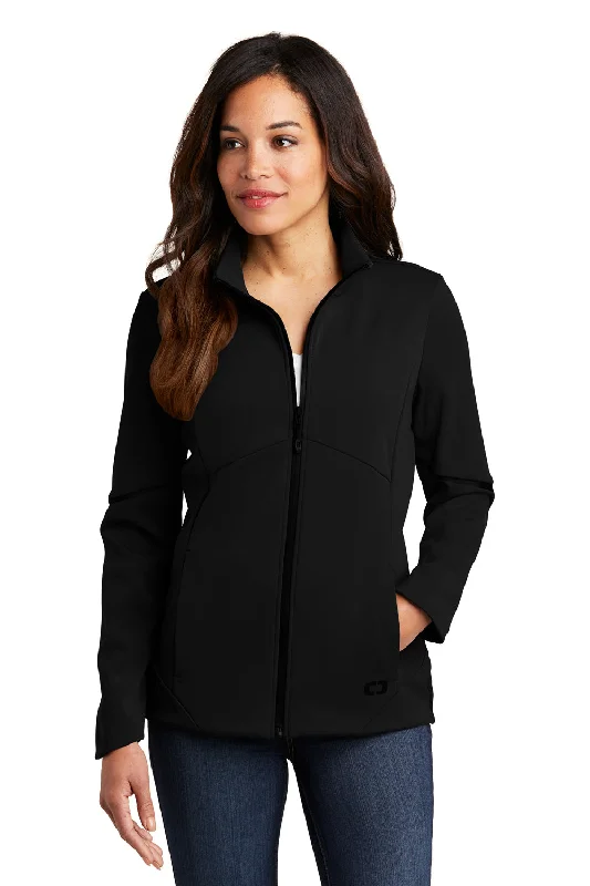 Ogio Womens Exaction Wind & Water Resistant Full Zip Jacket - Blacktop - Closeout Trench Coat Raincoat Waterproof Jacket