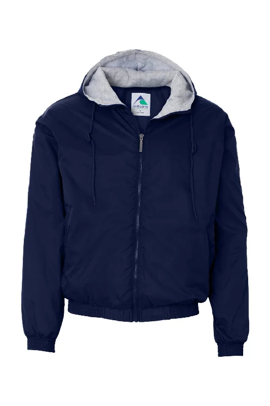 Augusta Sportswear Mens Water Resistant Full Zip Hooded Jacket - Navy Blue Ribbed Jacket Pleated Jacket Ruffled Jacket Augusta Sportswear Mens Water Resistant Full Zip Hooded Jacket - Navy Blue Ribbed Jacket Pleated Jacket Ruffled Jacket