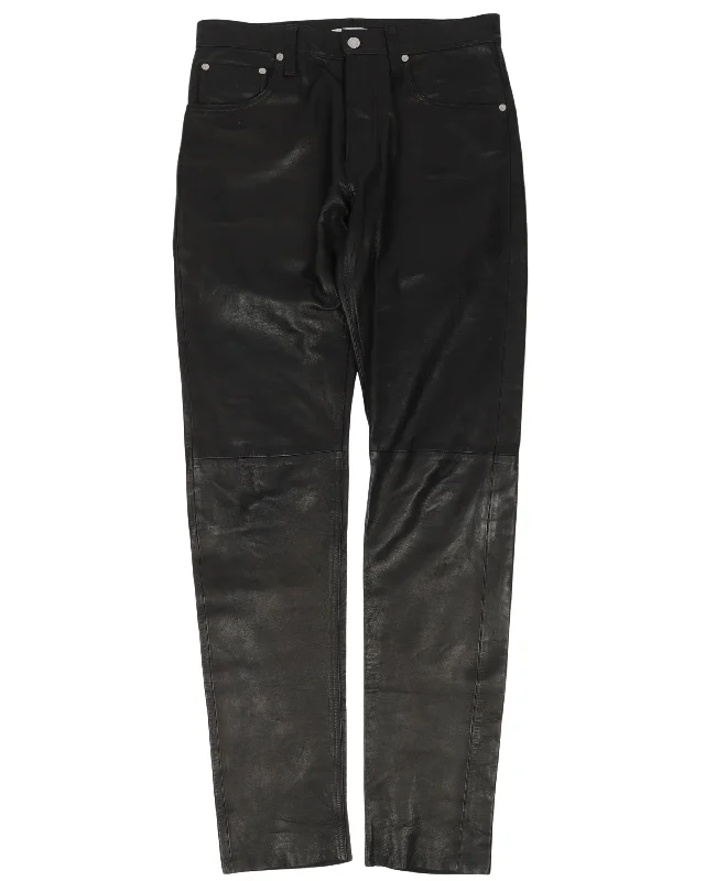 Leather Slim Pants Classic Straight-Leg Pants