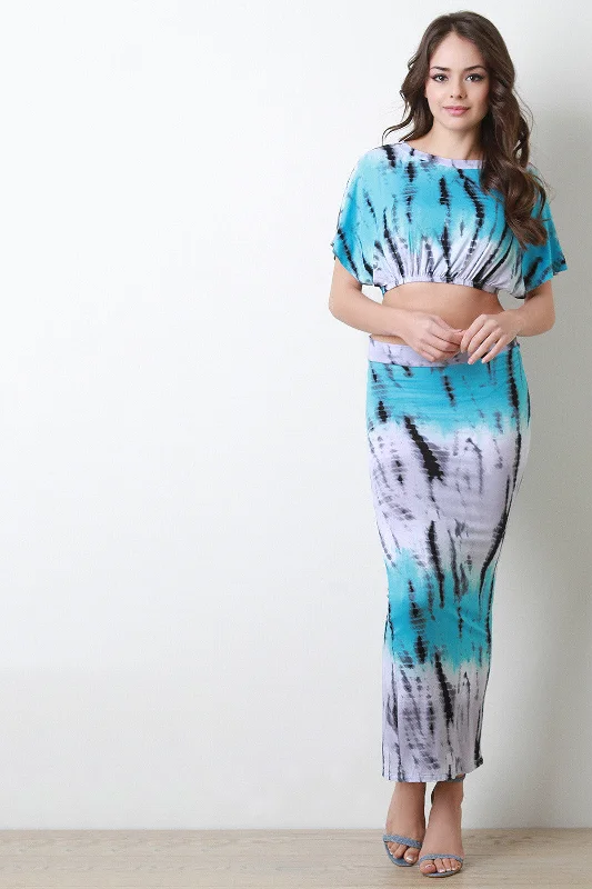 Tie Dye Color Block Maxi Skirt corduroy skirt cozy