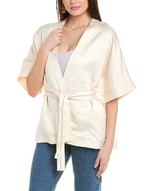 Peserico Linen-Blend Jacket Snapped Jacket Toggled Jacket Drawstring Jacket
