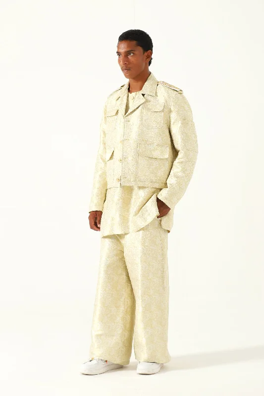 CREME SILK BROCADE JACKET Rayon Jacket Velvet Jacket Corduroy Jacket