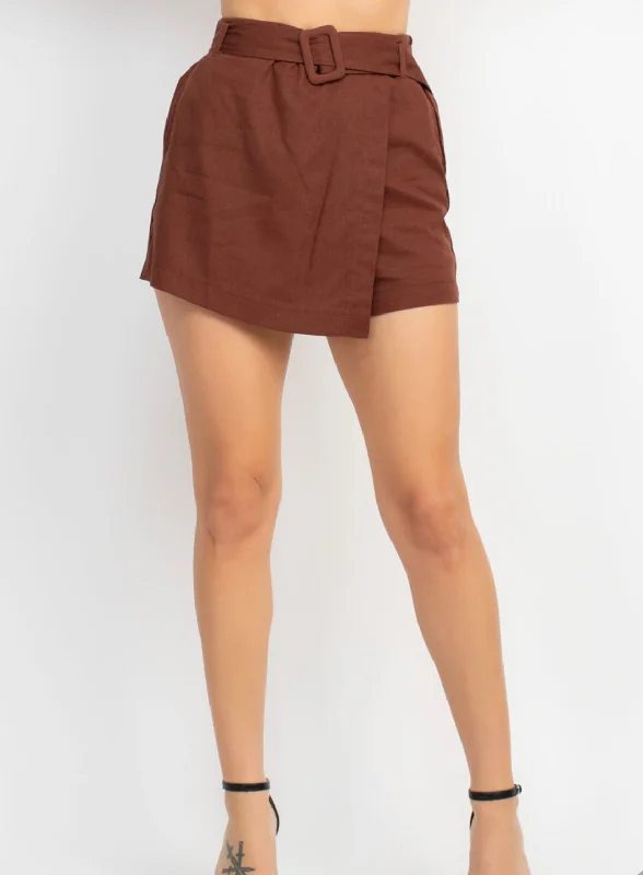 Chocolate Belted Skirt/short ‼️plus size only‼️ leather skirt refined