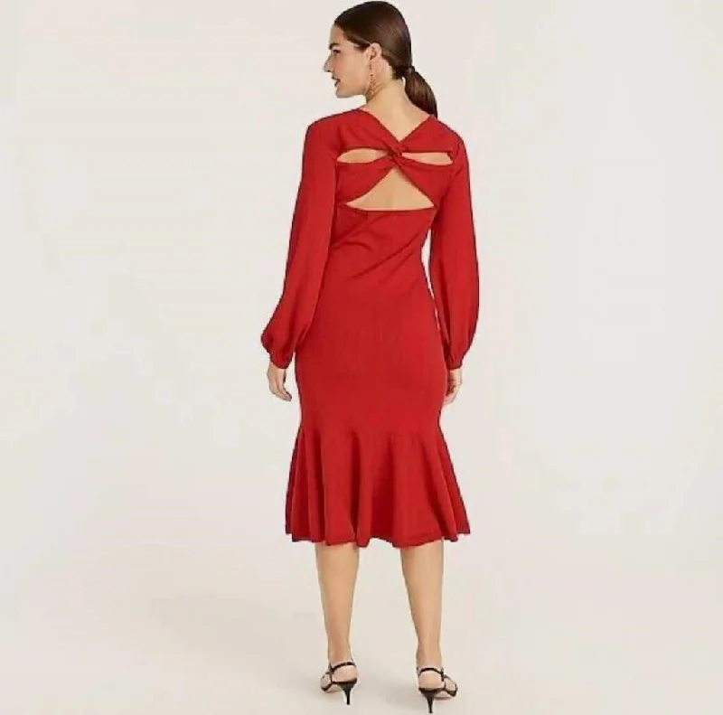J Crew NWT Twist-back Red Sweater Dress - Size Small Satin Blend Silk Blend Wool Blend