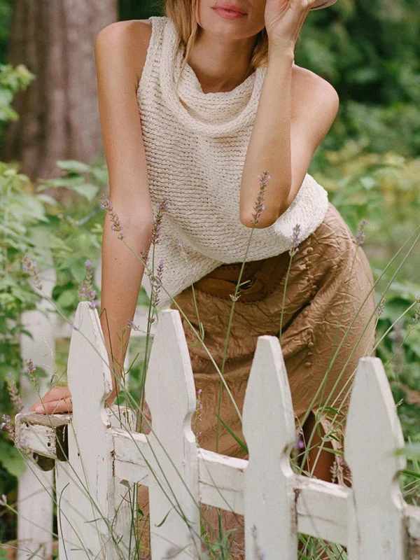 Blue Zone Planet | Knitted Sleeveless Scarf Collar Sweater Vest Casual Formal Business